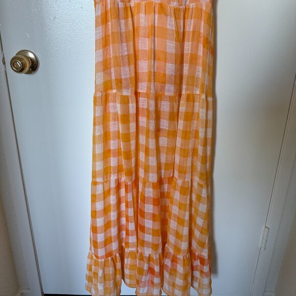 For Love & Lemons Mimosa Gingham Maxi Dress In Orange S - Picture 4 of 8